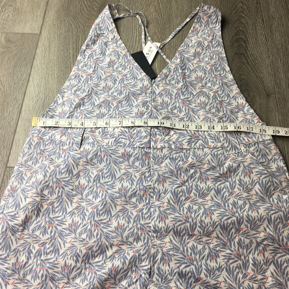 NWT Nightwalker Summer of Lover Romper Floral V Neck Zip 100% Cotton Blue Large - Picture 4 of 10